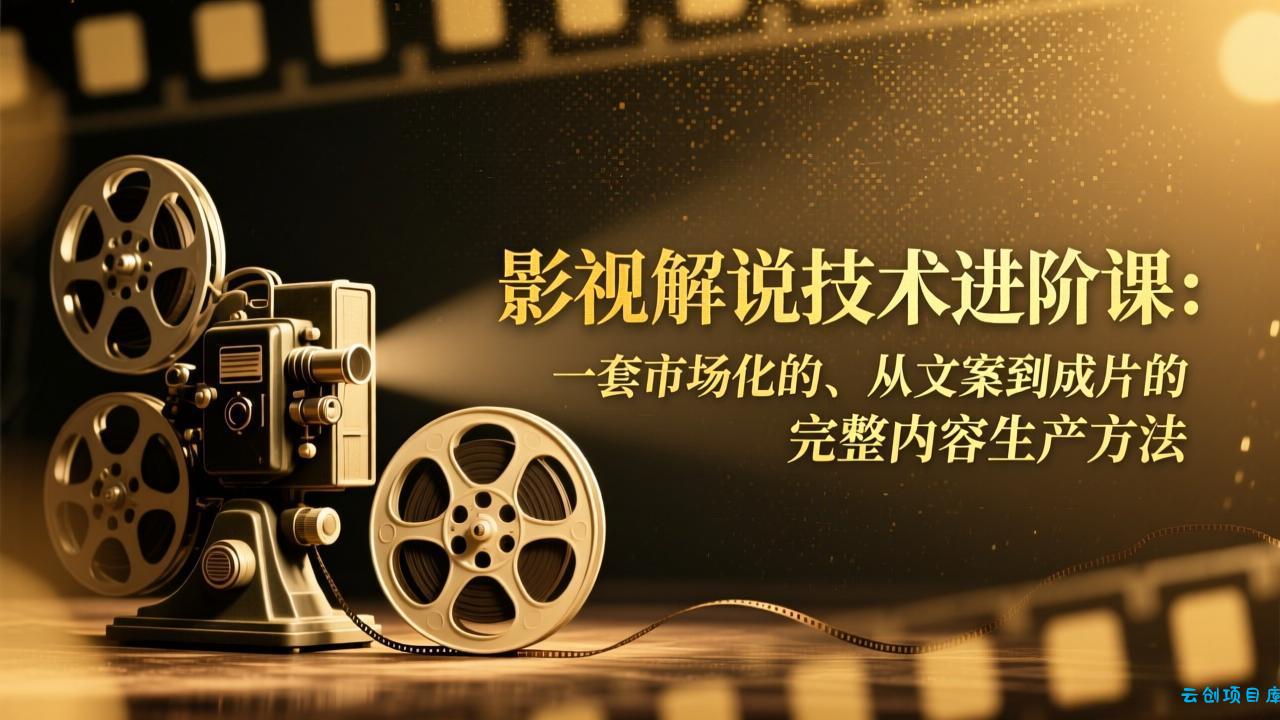 影视解说技术进阶课：一套市场化的、从文案到成片的完整内容生产方法-云创项目库