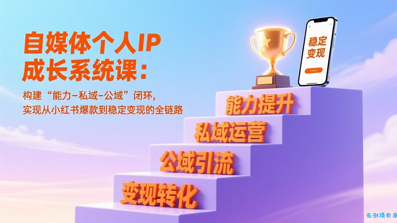 自媒体个人IP成长系统课：构建“能力-私域-公域”闭环，实现从小红书爆款到稳定变现的全链路-云创项目库