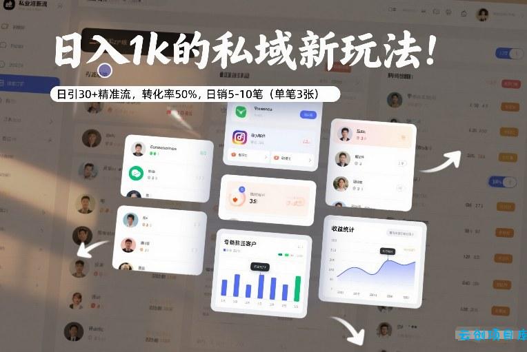 日入1k的私域新玩法：日引30+精准流，转化率50%，日销5-10笔(单笔3张)-云创项目库