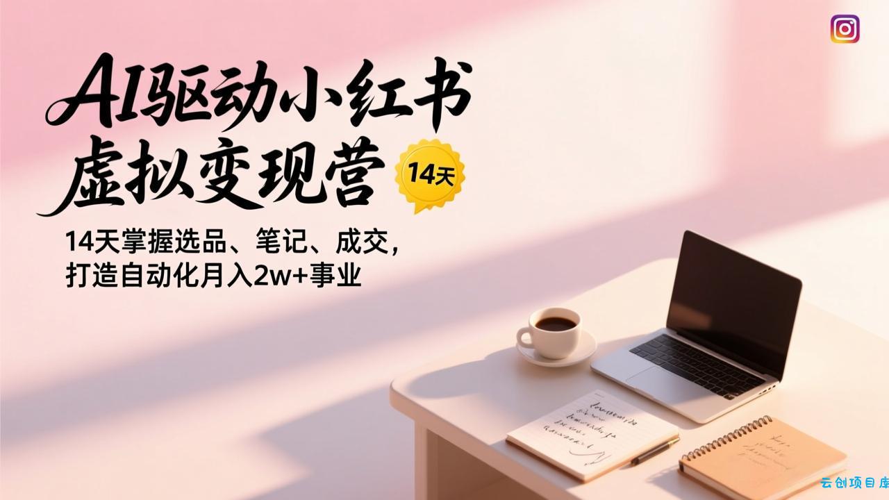 AI驱动小红书虚拟变现营，14天掌握选品、笔记、成交，打造自动化月入2w+事业-云创项目库