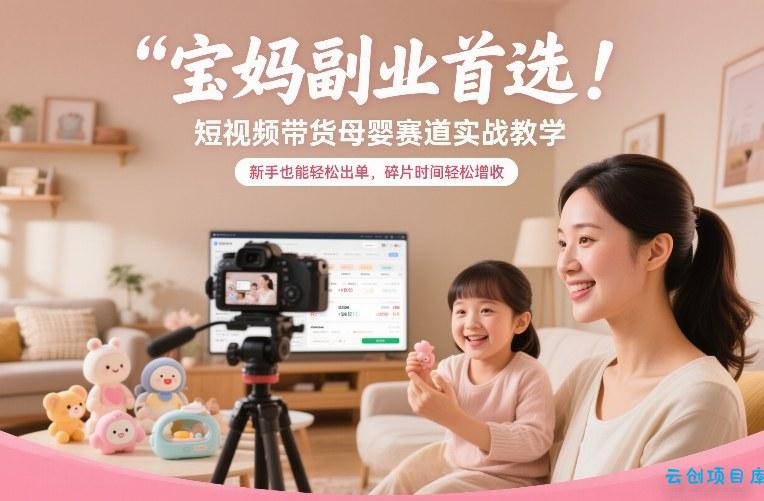 宝妈副业首选！短视频带货母婴赛道实战教学，新手也能轻松出单，碎片时间轻松增收-云创项目库