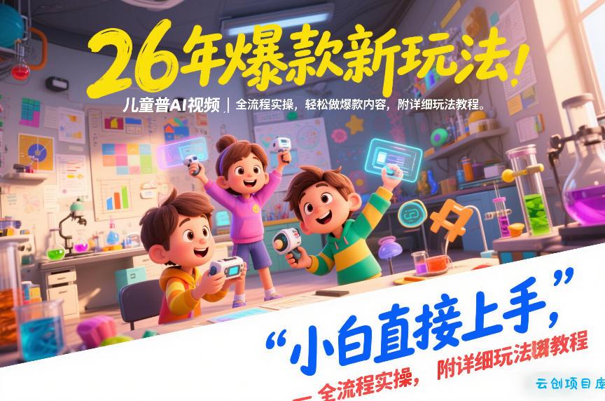26年爆款新玩法，儿童科普AI视频，全流程实操，轻松做爆款内容，小白直接上手，附详细玩法教程-云创项目库