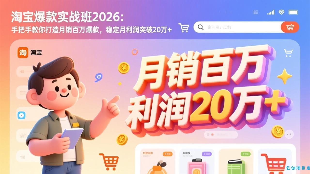 淘宝爆款实战班2026：手把手教你打造月销百万爆款，稳定月利润突破20万+-云创项目库