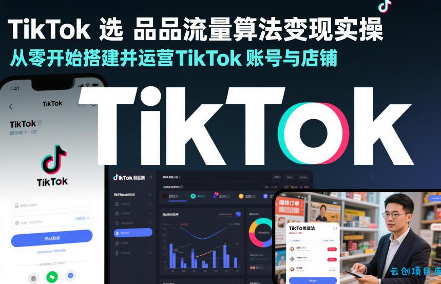 TikTok选品流量算法变现实操，从零开始搭建并运营TikTok账号与店铺-云创项目库