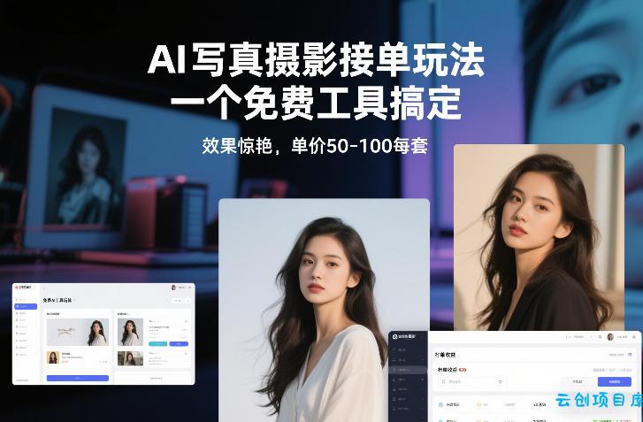AI写真摄影接单玩法，一个免费工具搞定，效果惊艳，单价50-100每套-云创项目库