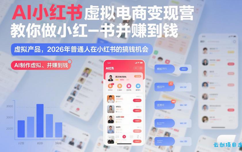 AI小红书虚拟电商变现营，教你做小红书并賺到钱，虚拟产品，2026年普通人在小红书的搞钱机会(更新中)-云创项目库