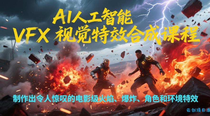 AI人工智能VFX视觉特效合成课程，制作出令人惊叹的电影级火焰、爆炸、角色和环境特效-云创项目库