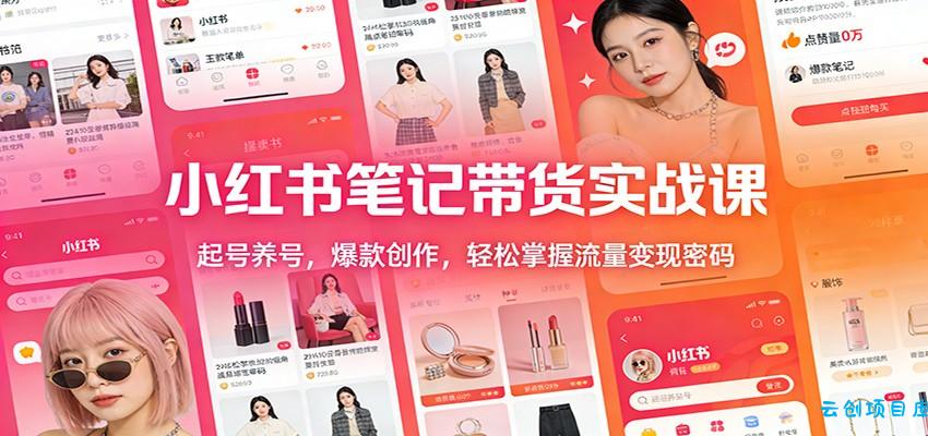 小红书笔记带货实战课：起号养号，爆款创作，轻松掌握流量变现密码-云创项目库
