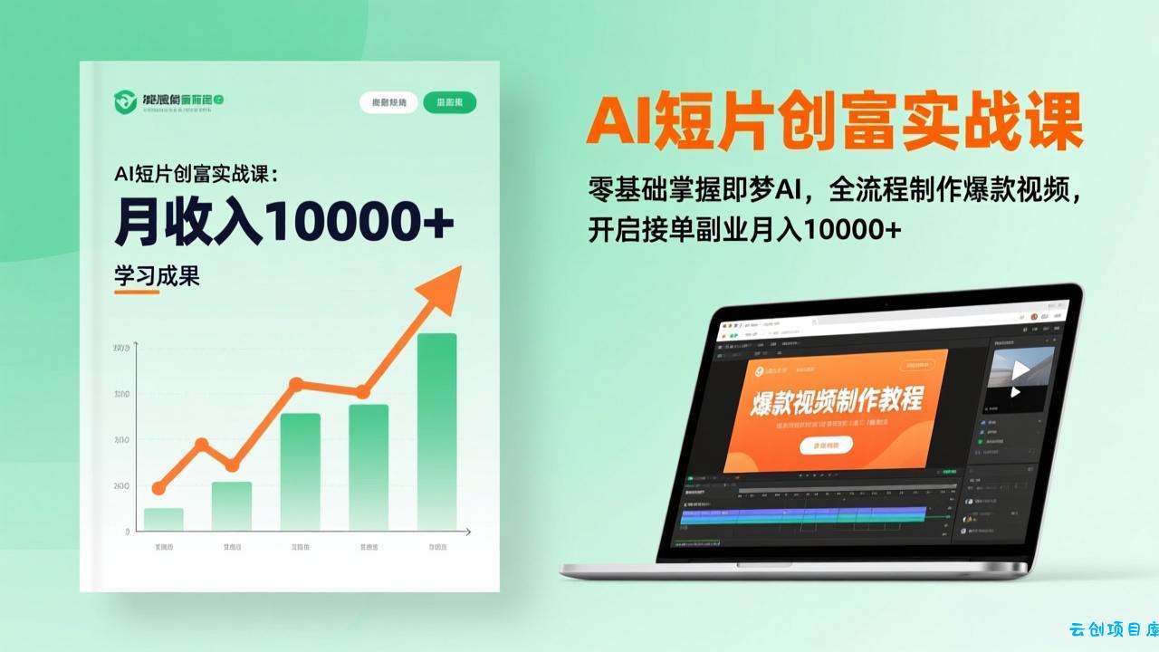 AI短片创富实战课：零基础掌握即梦AI，全流程制作爆款视频，开启接单副业月入10000+(更新-云创项目库