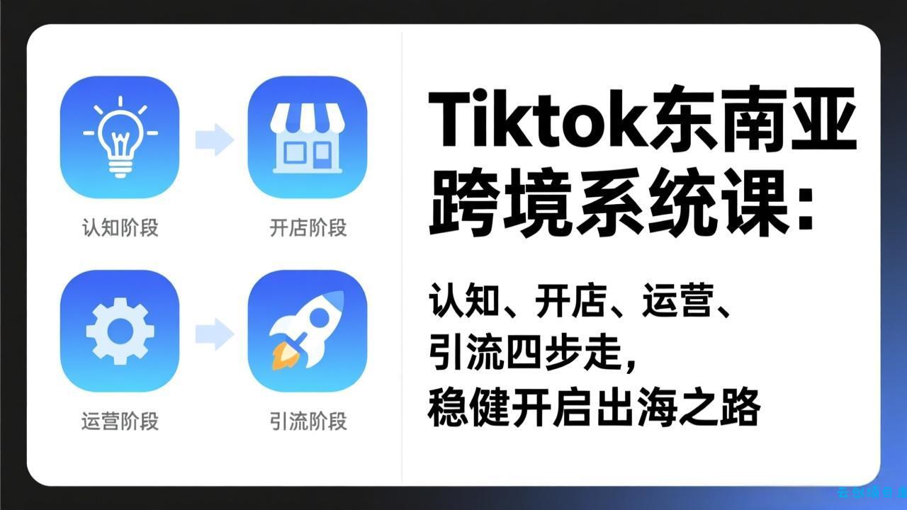 TikTok东南亚跨境系统课：认知、开店、运营、引流四步走，稳健开启出海之路-云创项目库