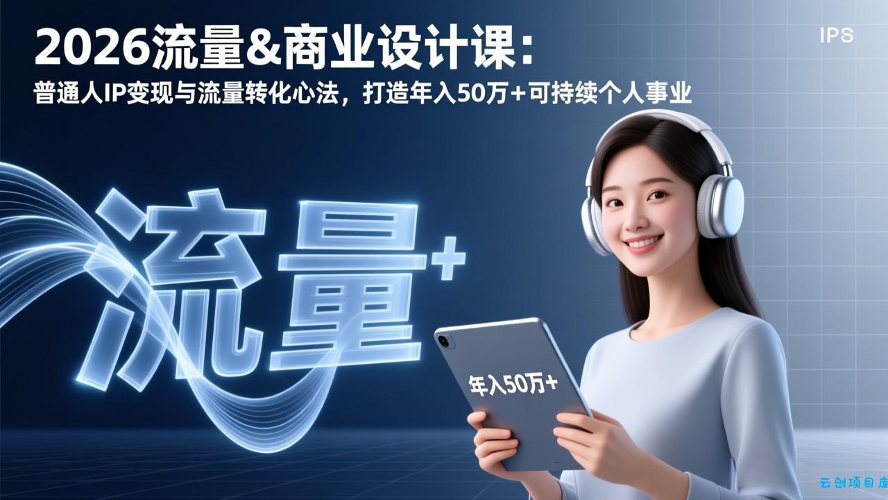 2026流量&商业设计课：普通人IP变现与流量转化心法，打造年入50万+可持续个人事业-云创项目库