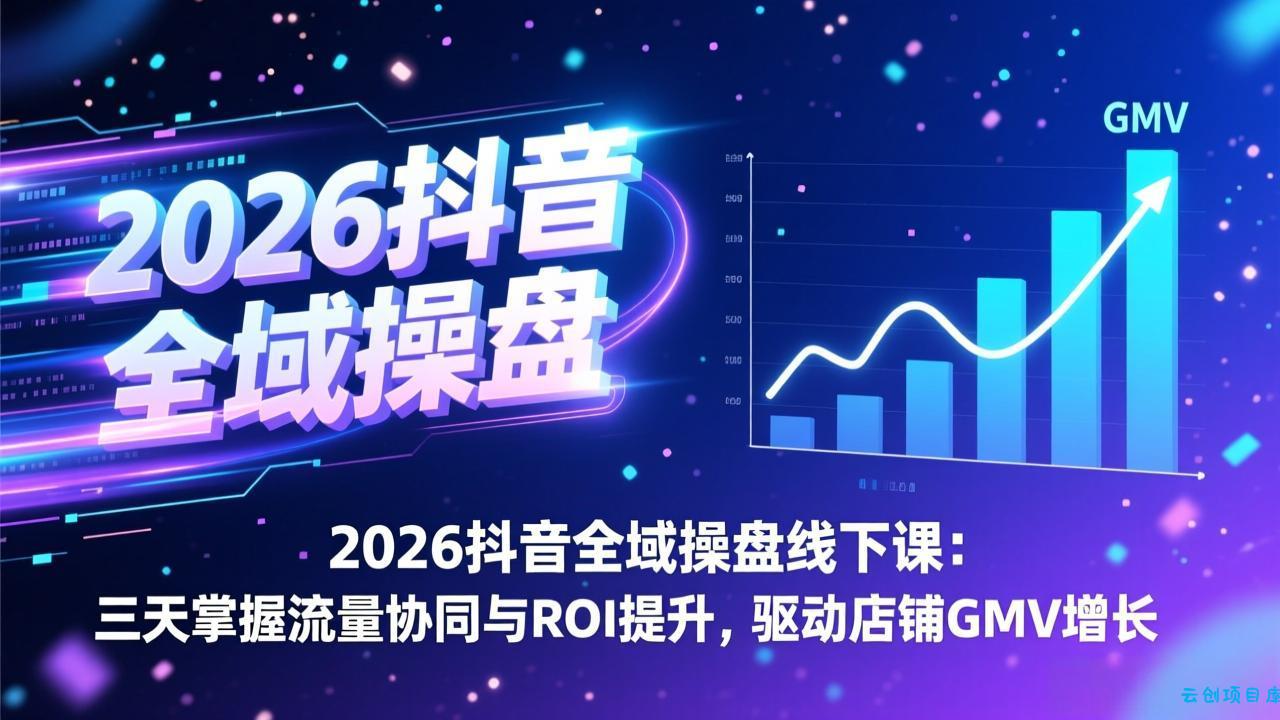 2026抖音全域操盘线下课：三天掌握流量协同与ROI提升，驱动店铺GMV增长-云创项目库