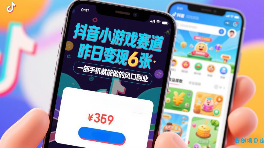 抖音小游戏赛道，昨日变现600+，零基础一部手机就能做的风口副业【揭秘】-云创项目库