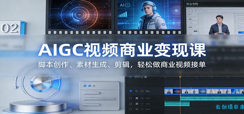 AIGC视频商业变现课：脚本创作、素材生成、剪辑，轻松做商业视频接单-云创项目库