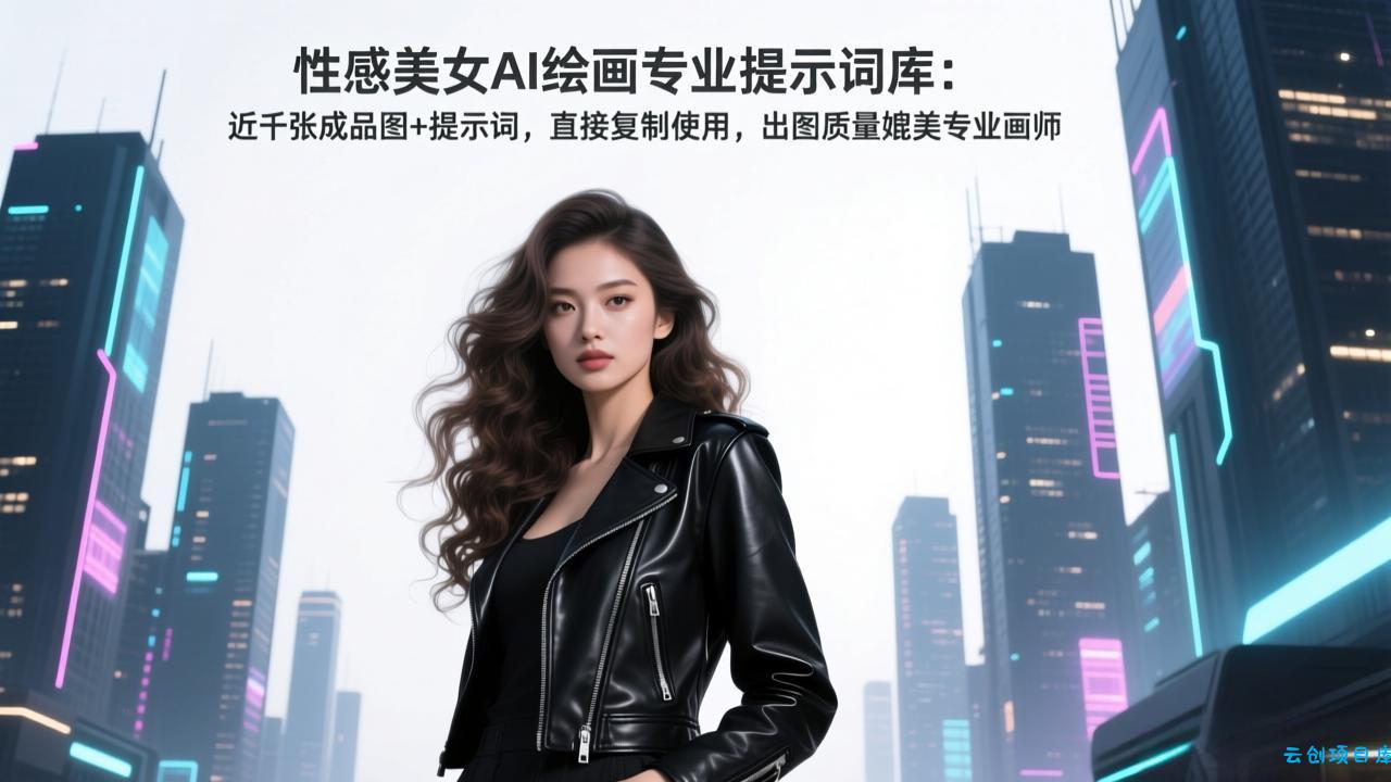 性感美女AI绘画专业提示词库：近千张成品图+提示词，直接复制使用，出图质量媲美专业画师-云创项目库