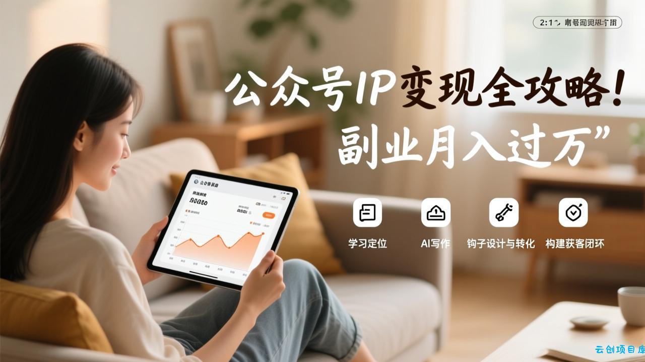 公众号IP变现全攻略，学习定位、AI写作、钩子设计与转化，构建获客闭环，副业月入过万-云创项目库