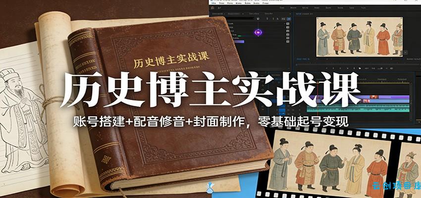 历史博主实战课：账号搭建+配音修音+封面制作，零基础起号变现-云创项目库