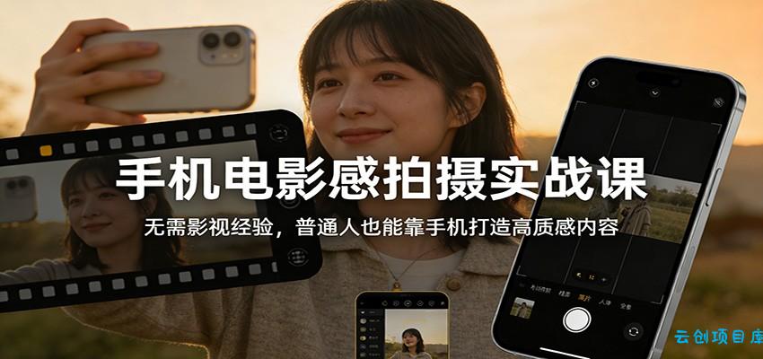 手机电影感拍摄实战课：无需影视经验，普通人也能靠手机打造高质感内容-云创项目库