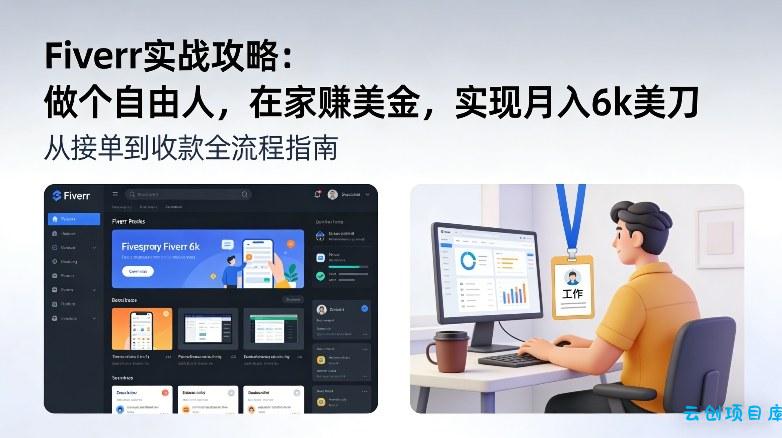 Fiverr实战攻略，做个自由人，在家賺美金，实现月入6k美刀-云创项目库