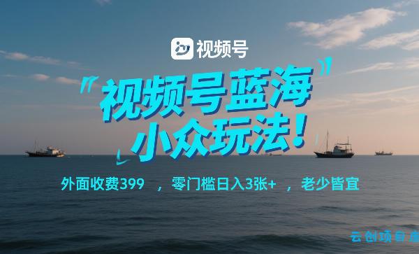 视频号蓝海小众玩法！外面收费399，零门槛日入3张+，老少皆宜-云创项目库