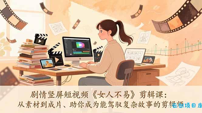 剧情竖屏短视频《女人不易》剪辑课：从素材到成片、助你成为能驾驭复杂故事的剪辑师-云创项目库