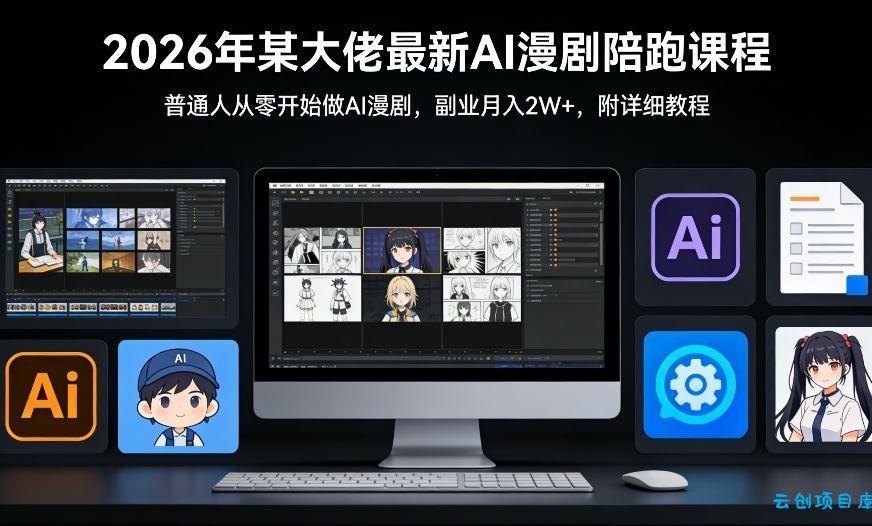 26年某大佬最新Ai漫剧陪跑课程，普通人从零开始做AI漫剧，副业月入2W+-云创项目库