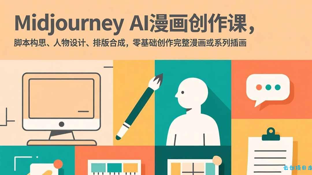 Midjourney AI漫画创作课，脚本构思、人物设计、排版合成，零基础创作完整漫画或系列插画-云创项目库
