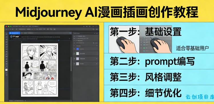 利用Midjourney AI人工智能轻松创作漫画插画教程，零基础创作完整漫画插画-云创项目库