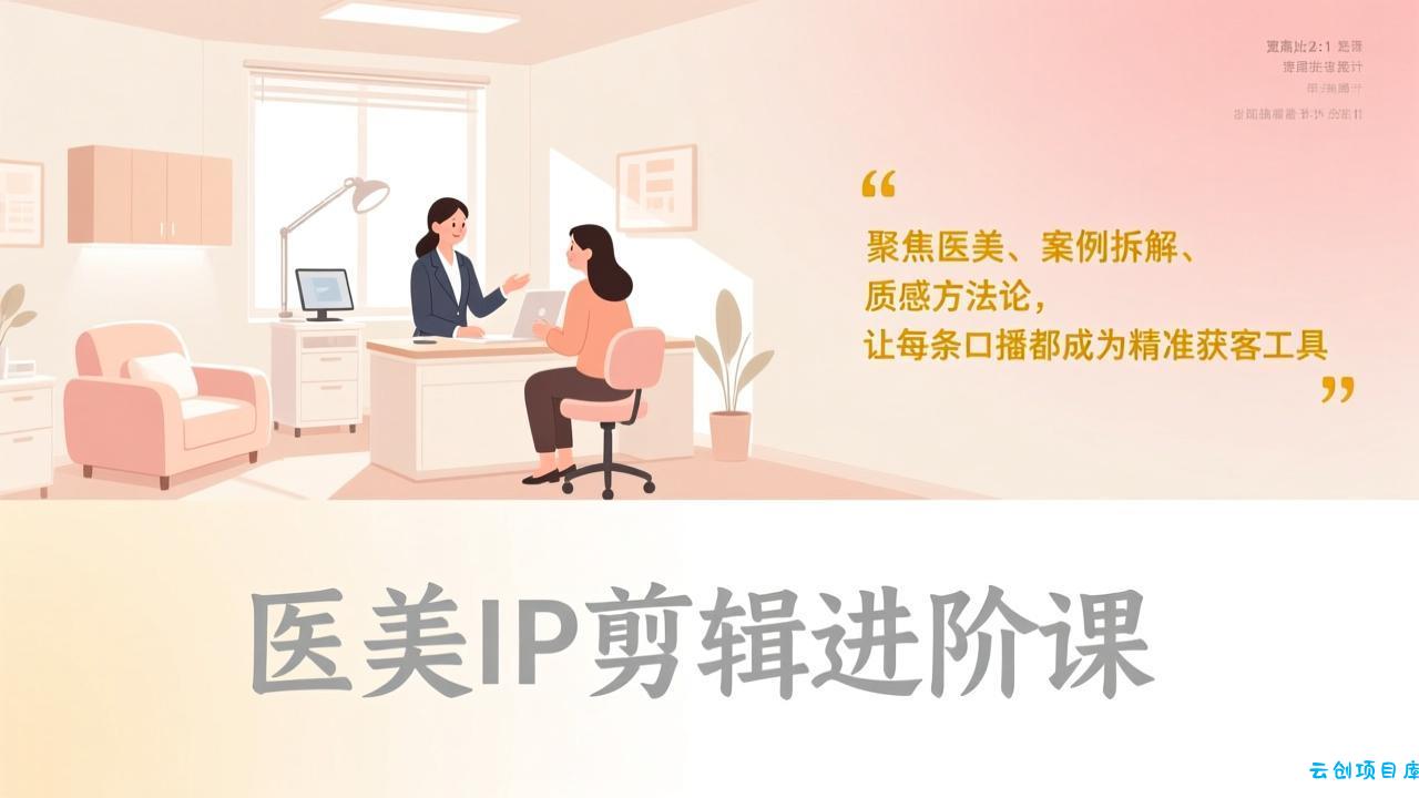 医美IP剪辑进阶课，聚焦医美、案例拆解、质感方法论，让每条口播都成为精准获客工具-云创项目库