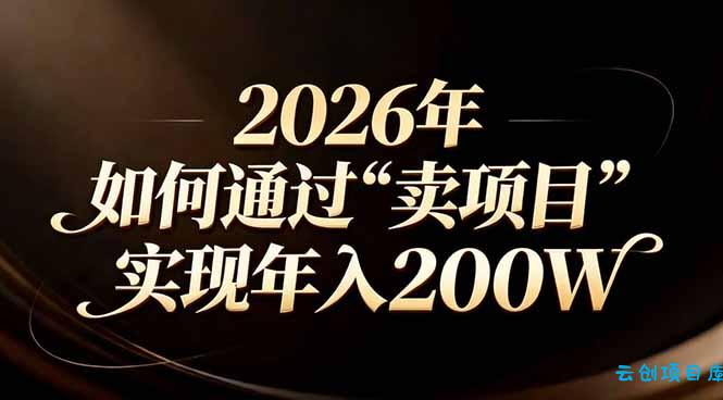 站在2026年的十字路口：一个普通人如何通过卖项目实现年入200万-云创项目库