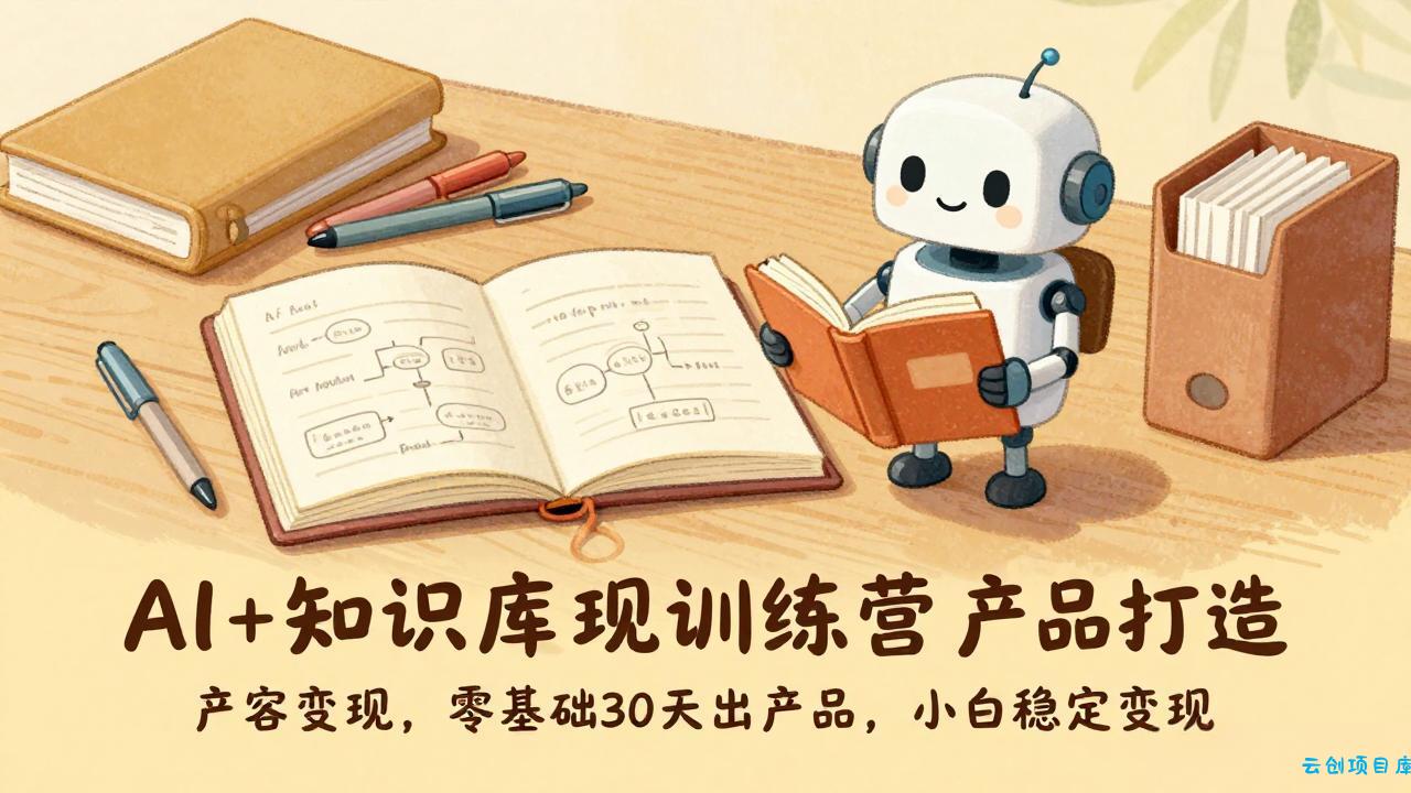 AI+知识库变现训练营，产品打造、内容创作、全平台变现，零基础30天出产品，小白稳定变现-云创项目库