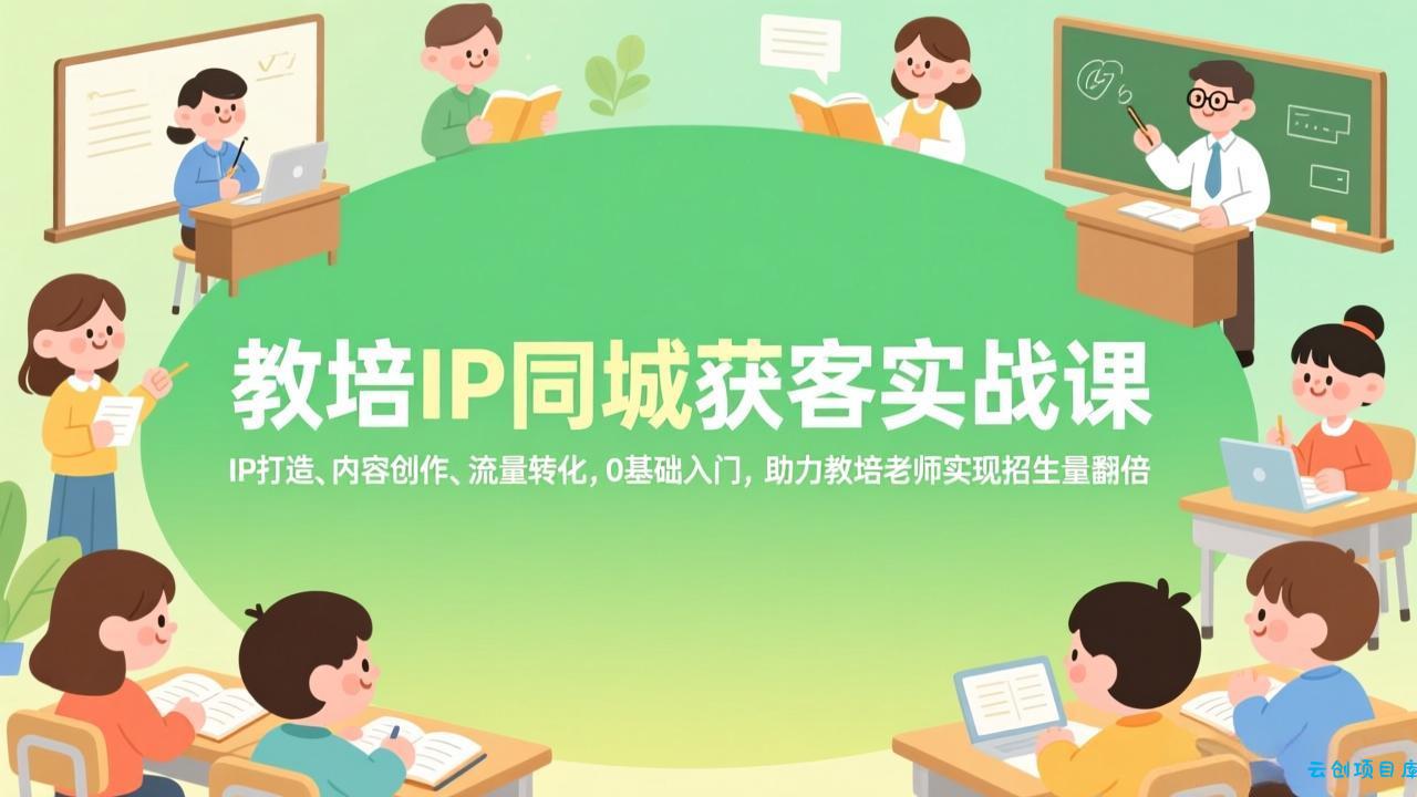 教培IP同城获客实战课，IP打造、内容创作、流量转化，0基础入门，助力教培老师实现招生量翻倍-云创项目库
