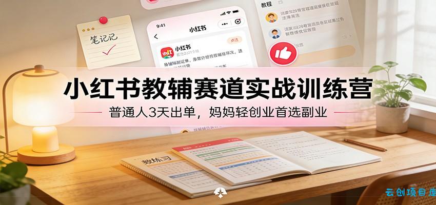 小红书教辅赛道实战训练营：普通人3天出单，妈妈轻创业首选副业-云创项目库