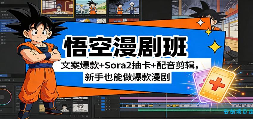 悟空漫剧班：文案爆款+Sora2抽卡+配音剪辑，新手也能做爆款漫剧-云创项目库