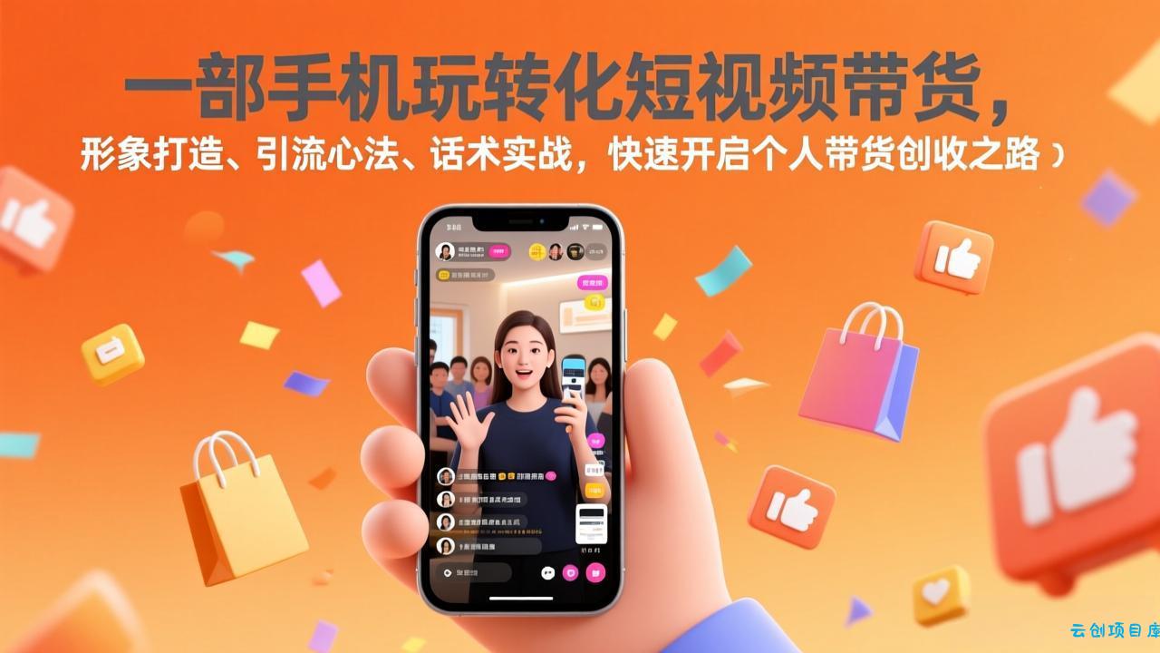 一部手机玩转化短视频带货，形象打造、引流心法、话术实战，快速开启个人带货创收之路-云创项目库