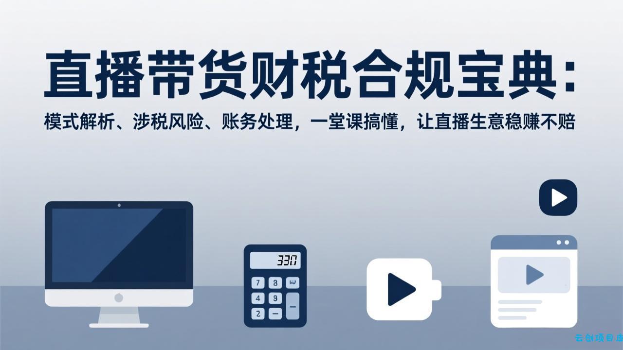 直播带货财税合规宝典：模式解析、涉税风险、账务处理，一堂课搞懂，让直播生意稳赚不赔-云创项目库