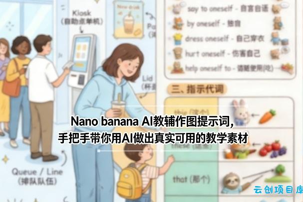 Nano banana AI教辅作图提示词，手把手带你用AI做出真实可用的教学素材-云创项目库