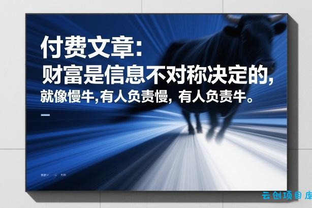 付费文章：财富是信息不对称决定的，就像慢牛，有人负责慢，有人负责牛-云创项目库