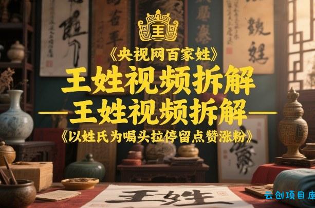 央视网百家姓–王姓视频拆解，以姓氏为噱头拉停留点赞涨粉-云创项目库