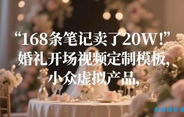 168条笔记卖了20W！婚礼开场视频定制模板，小众虚拟产品-云创项目库