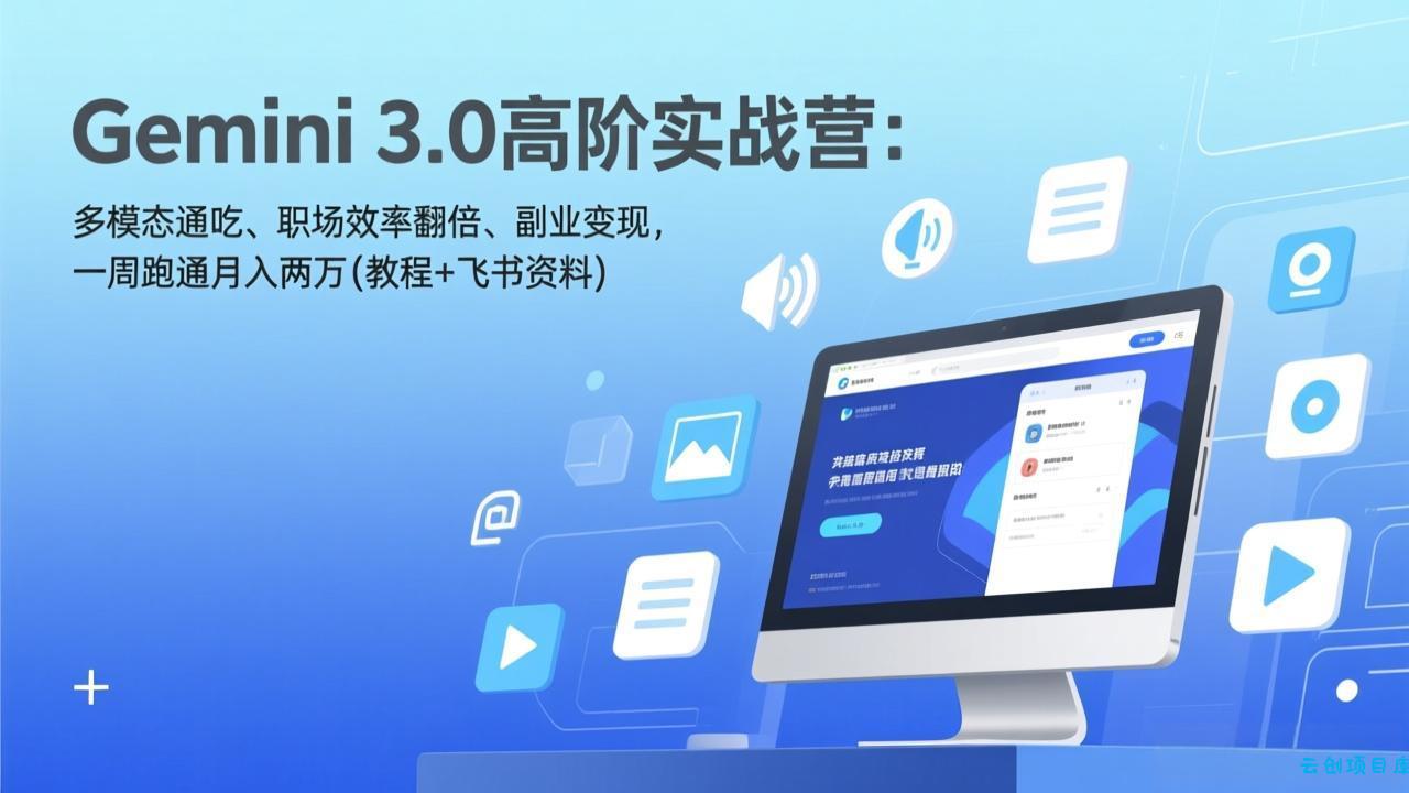 Gemini 3.0高阶实战营：多模态通吃、职场效率翻倍、副业变现，一周跑通月入两万(教程+飞书资料-云创项目库