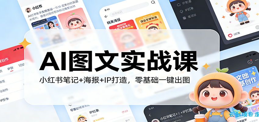 AI图文实战课：小红书笔记+海报+IP打造，零基础一键出图-云创项目库