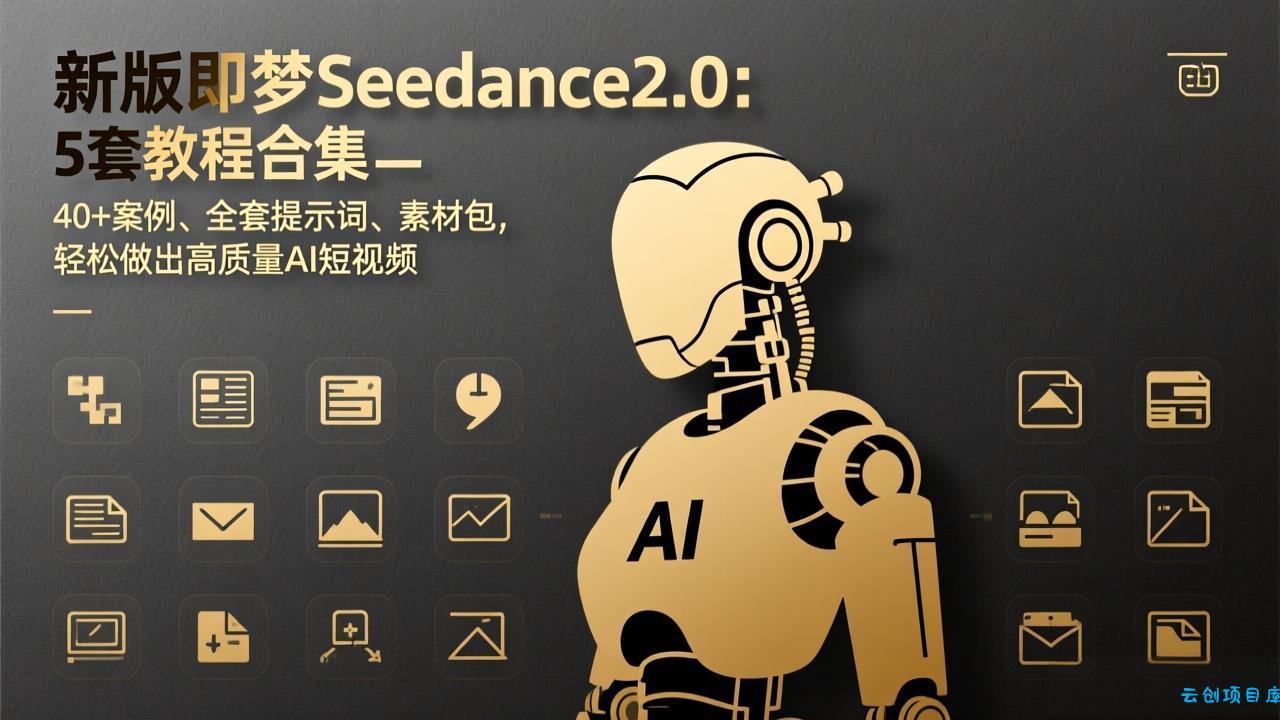 新版即梦Seedance2.0：5套教程合集，40+案例、全套提示词、素材包，轻松做出高质量AI短视频-云创项目库