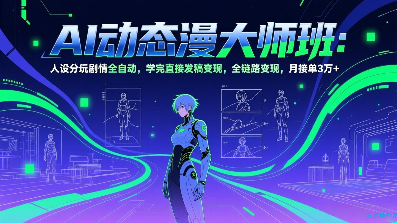 AI动态漫剧大师班：人设分镜剧情全自动，学完直接发稿变现，全链路变现，月接单3万+-云创项目库
