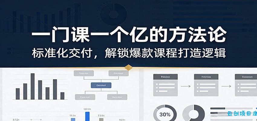 一门课一个亿的方法论:标准化交付,解锁爆款课程打造逻辑-云创项目库