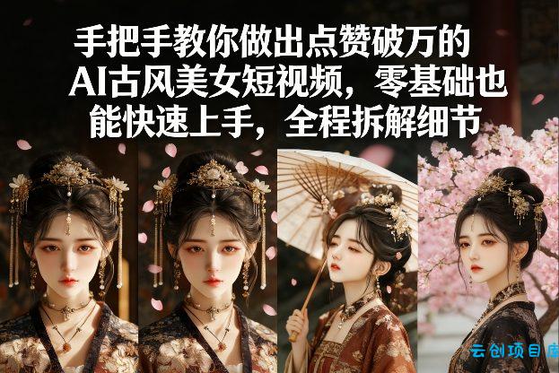 手把手教你做出点赞破万的AI古风美女短视频，零基础也能快速上手，全程拆解细节-云创项目库