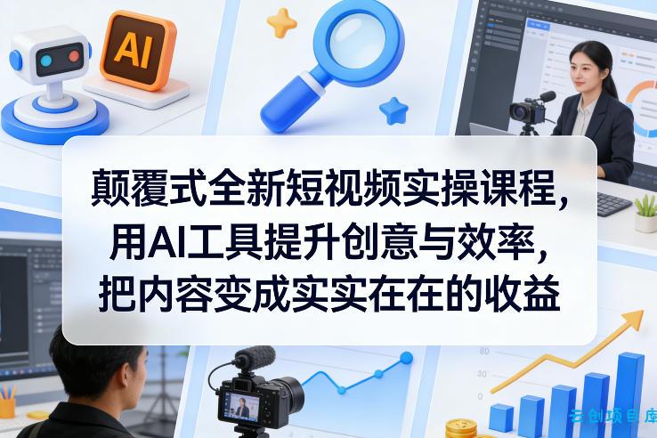 颠覆式全新短视频实操课程,用AI工具提升创意与效率,把内容变成实实在在的收益