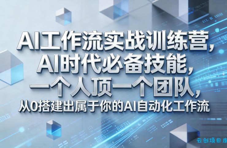 Ai工作流实战训练营,AI时代必备技能,一个人顶一个团队,从0搭建出属于你的AI自动化工作流