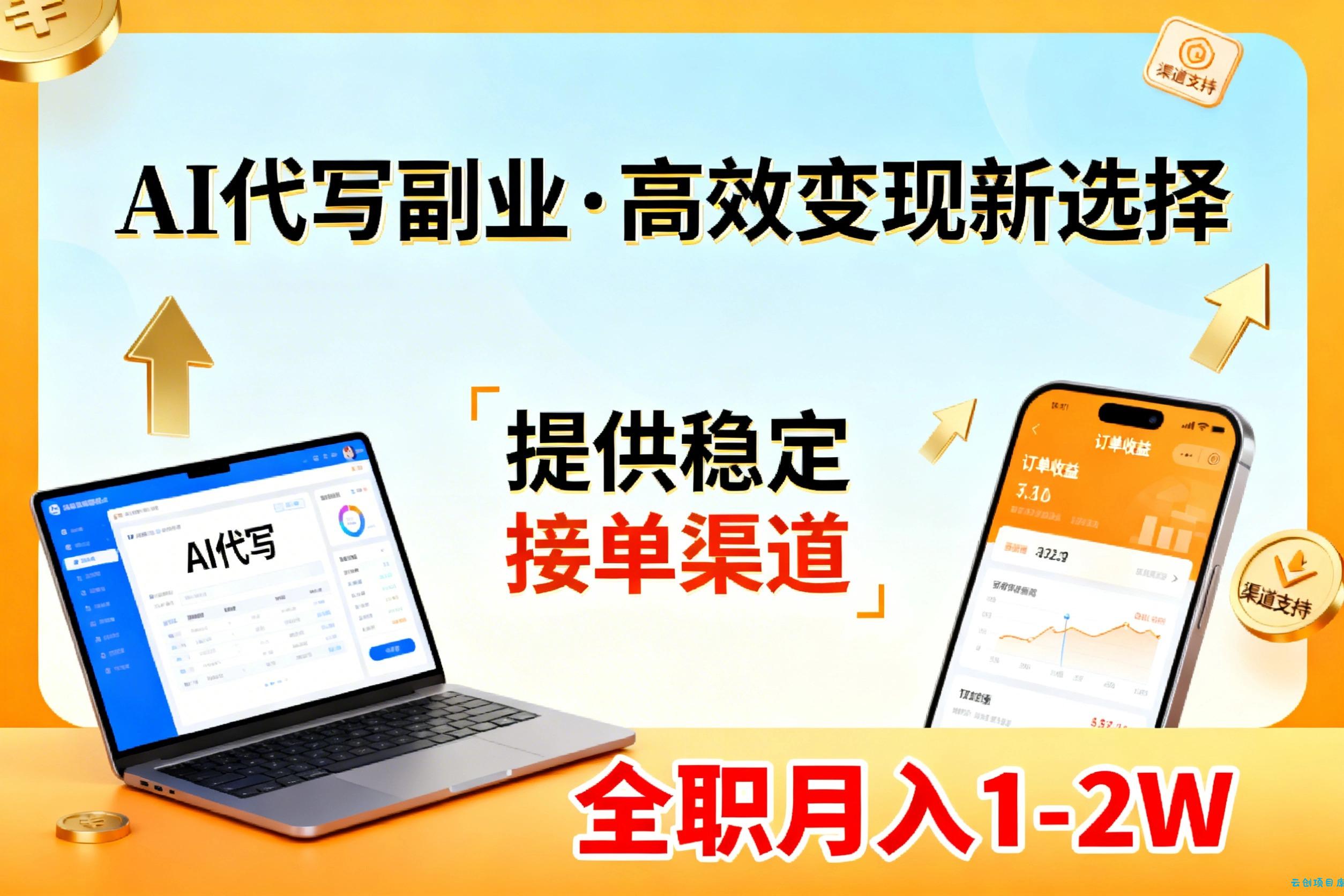 AI代写副业，高效变现，提供渠道，永不失业副业兼职 全职月入1-2W【SOP手册】-云创项目库