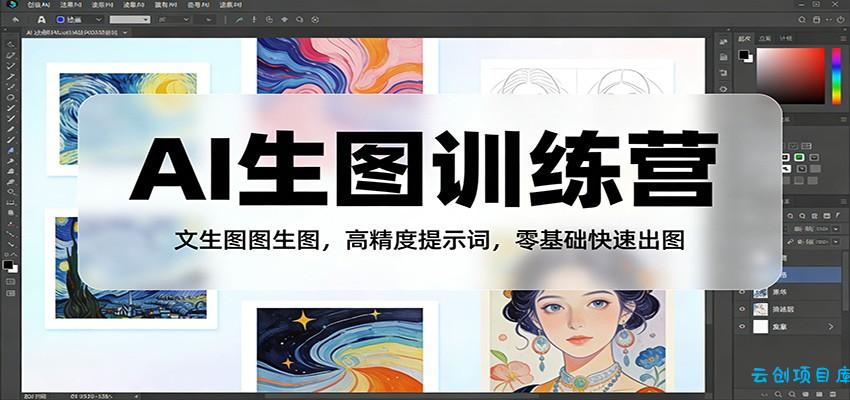 AI生图训练营:文生图图生图,高精度提示词,零基础快速出图-云创项目库